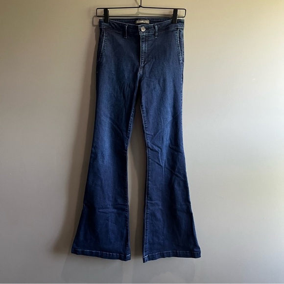 Abercrombie & Fitch Blue Flare Wide Leg Jeans - Picture 2 of 11